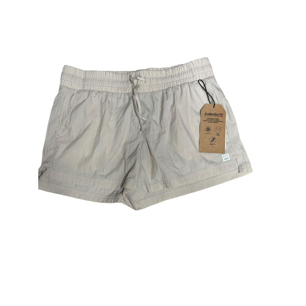 Avalanche High Waisted Reflective Shorts Size M Beige Relaxed Fit Pull On Nylon